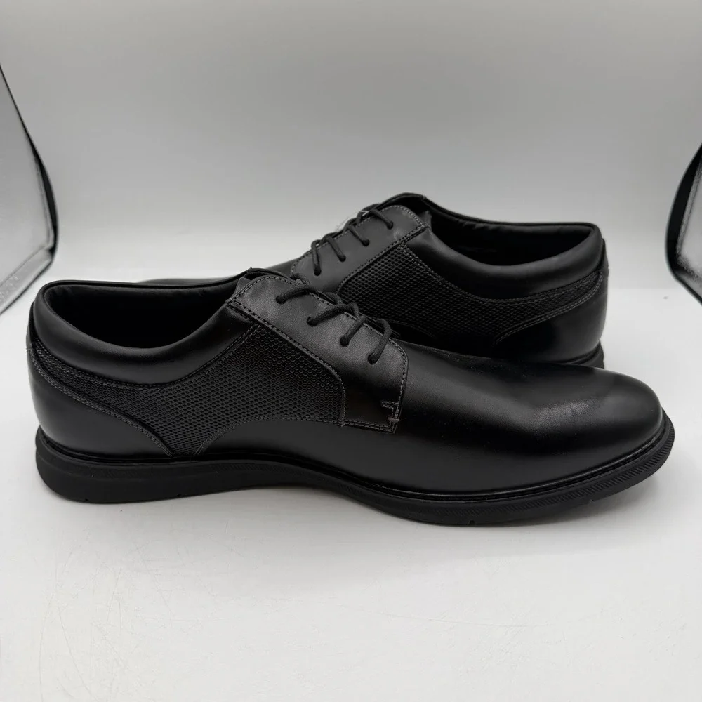 Nunn Bush Chase Shoes Men Sz 14 M Black Plain Toe Oxford Lace Up Dress 81537-001